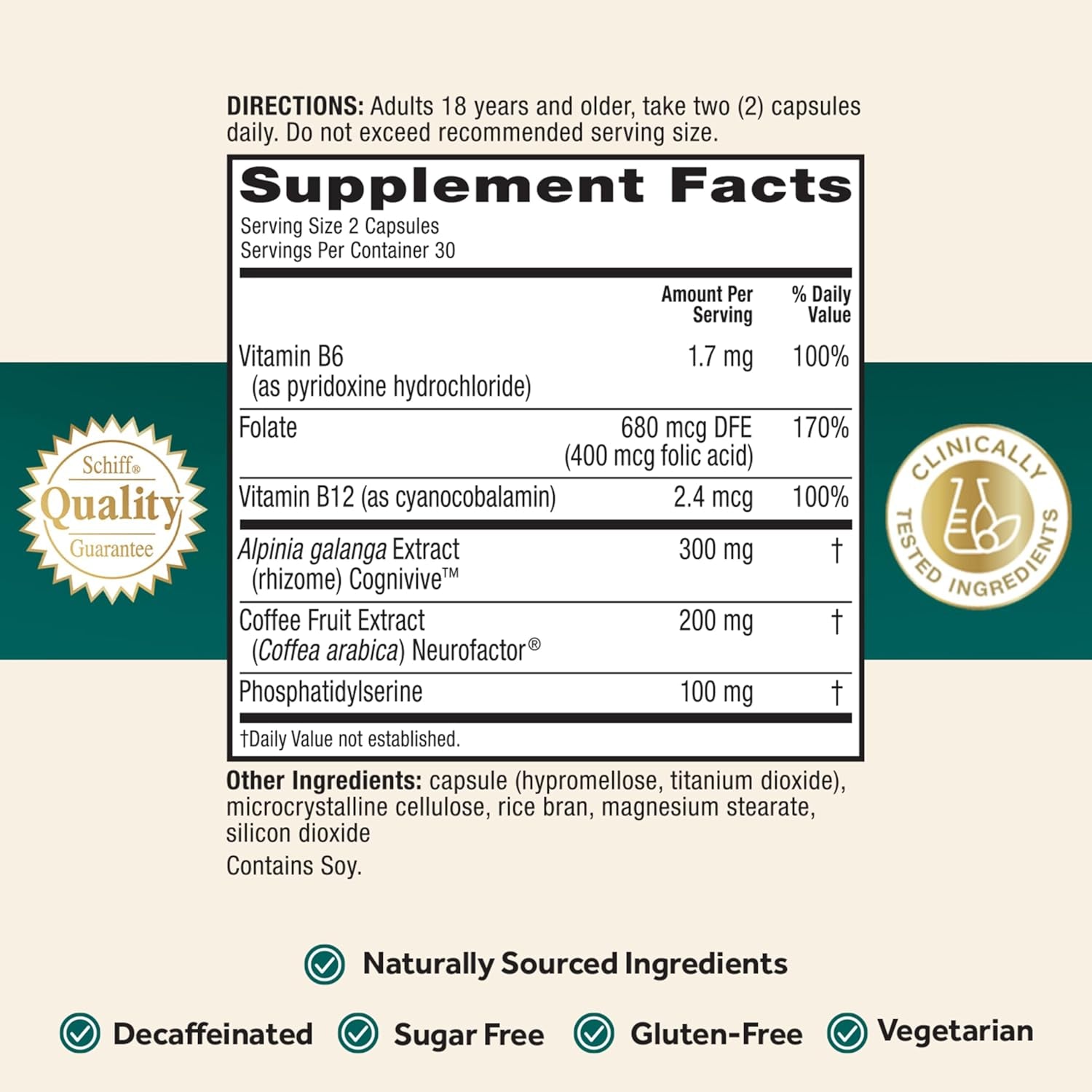 NEURIVA Ultra Decaffeinated Clinically Tested Nootropic Brain Supplement for Mental Alertness