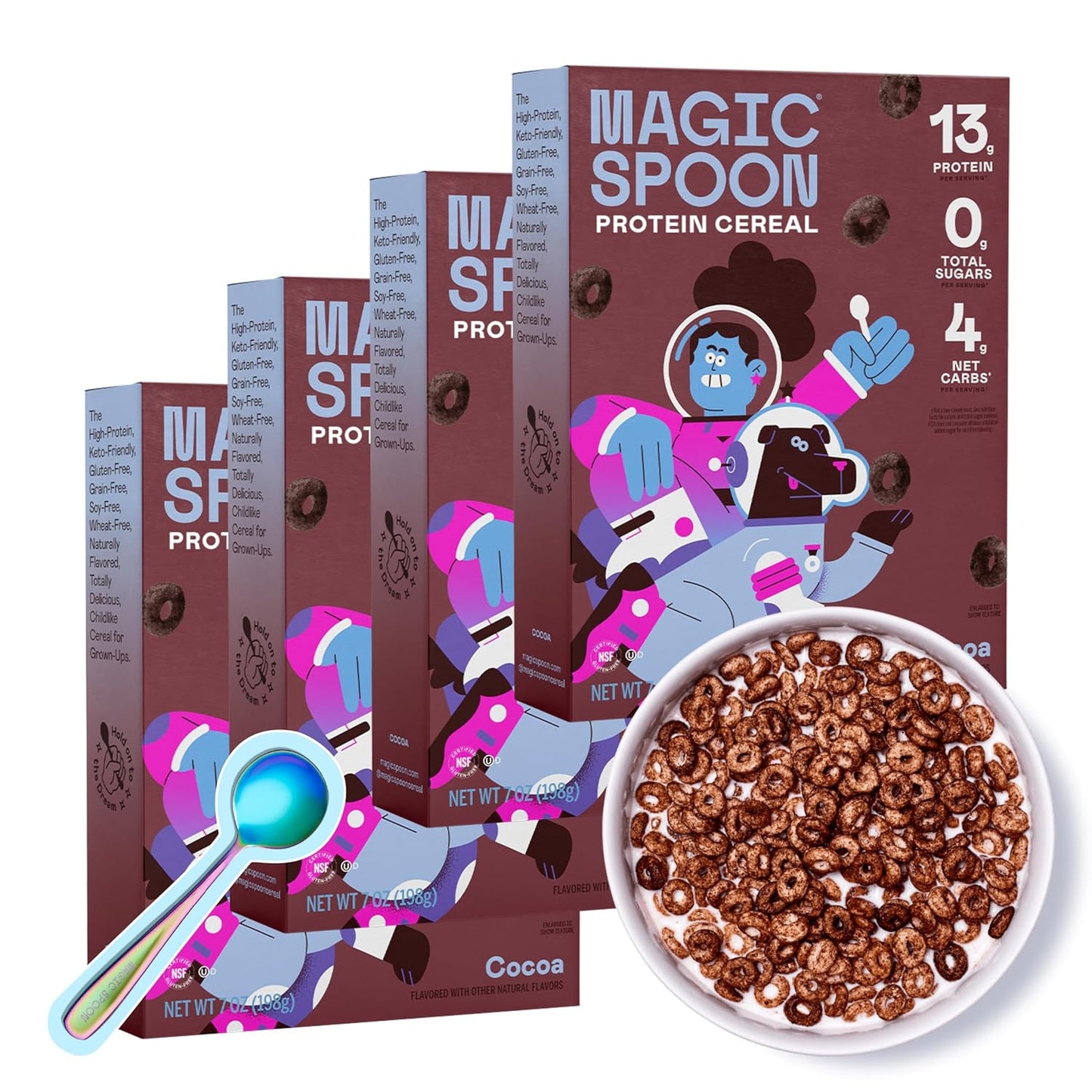 Magic Spoon Cereal - High Protein Cereals - 4 Pack, Cocoa