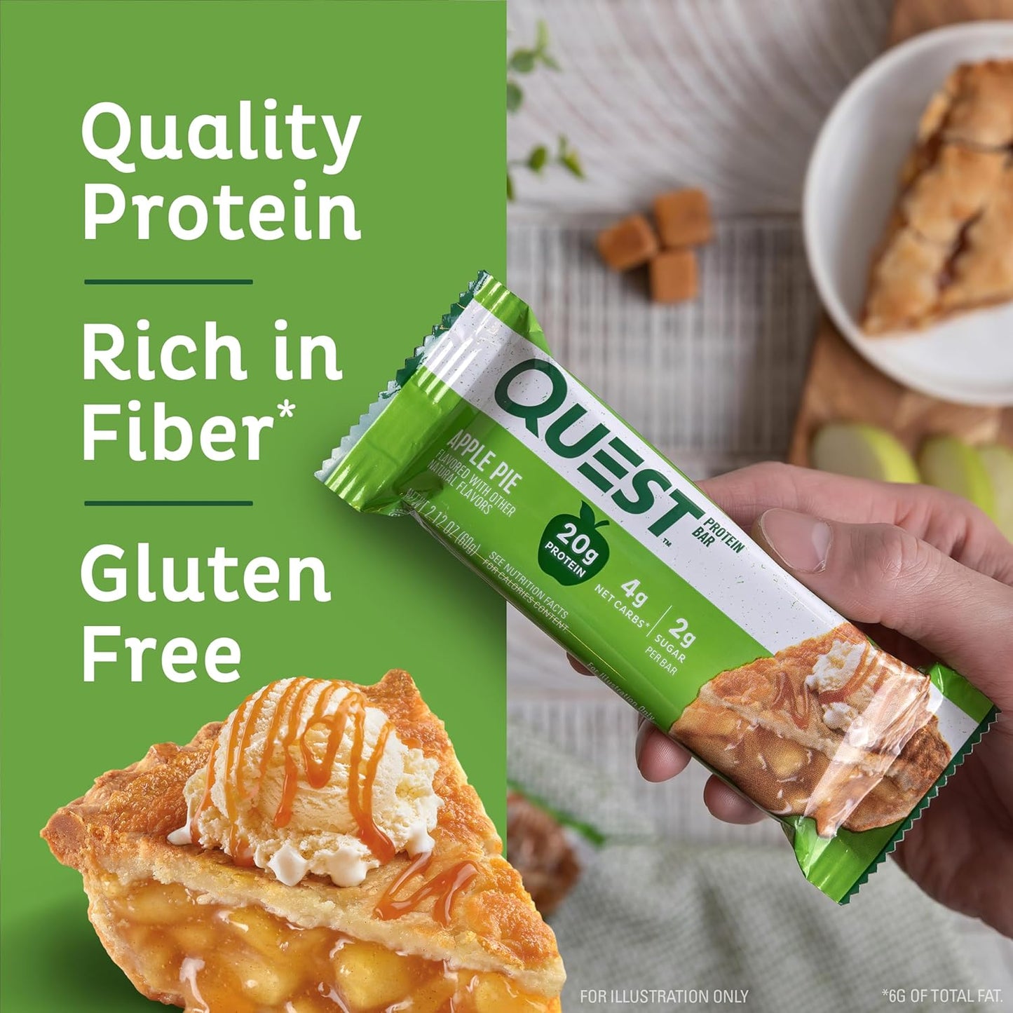 Quest Nutrition Apple Pie Protein Bar, 20G Protein, 12 Count