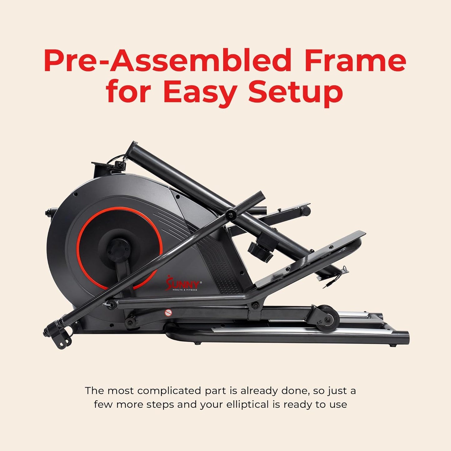 Smart Upright Elliptical W/Pulse Sensor Built-In, Indoor Full-Body Cross-Training & Cardio Exercise Machine for Home, Free Sunnyfit App Connection