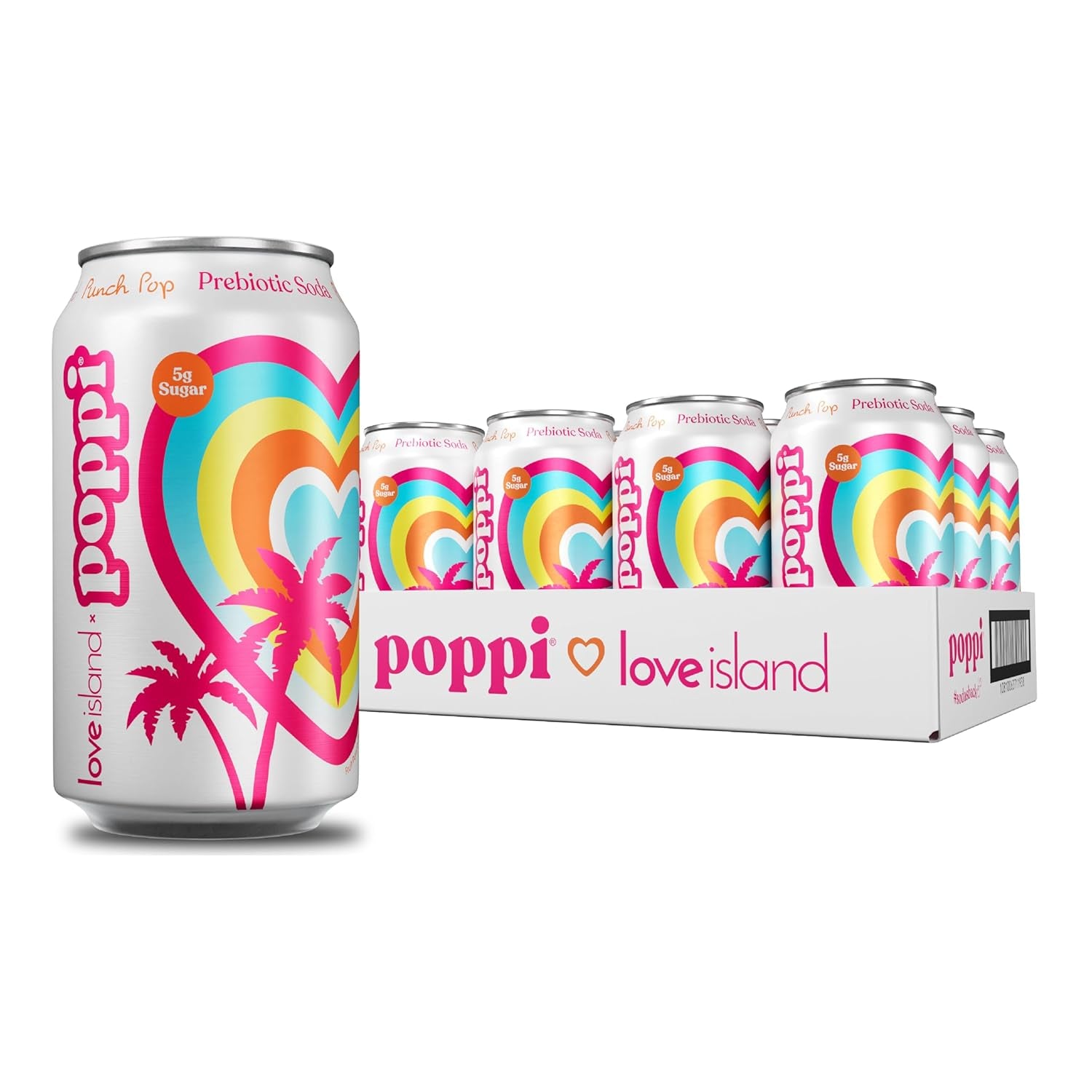 Poppi Sparkling Prebiotic Soda Beverage, Punch Pop, 12 oz, 12 Pack