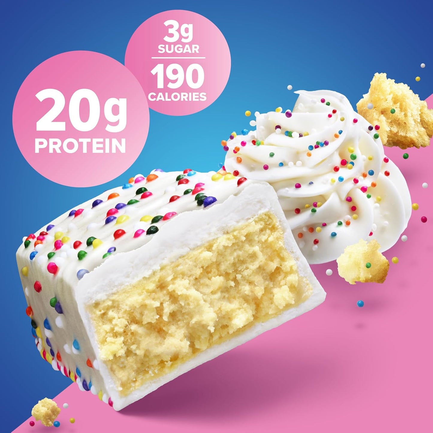 Pure Protein Birthday Cake Protein Bars – 20G Protein, 3G Sugar, 190 Calories (12 Count)