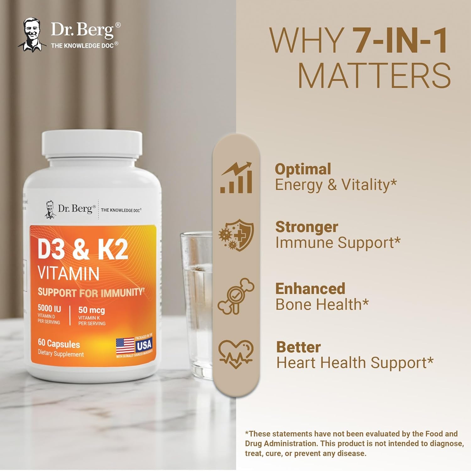 Dr. Berg Maximum Strength 2-in-1 Vitamin D3 K2