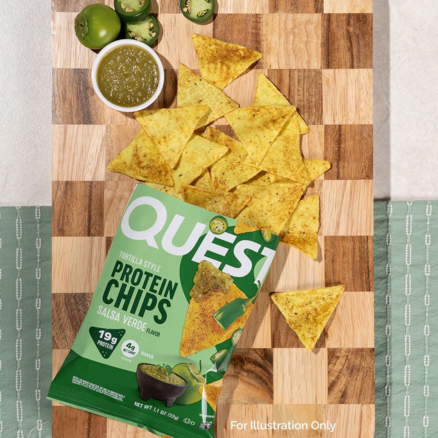 Nutrition Tortilla Style Protein Chips, Salsa Verde (Pack of 12)