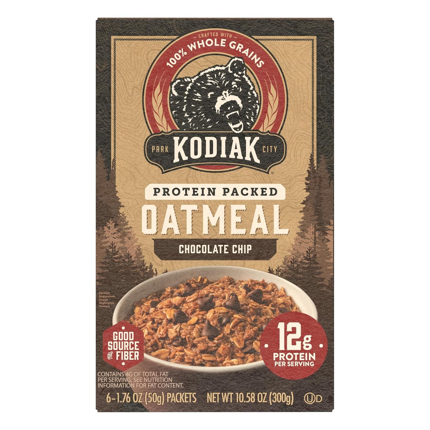 Kodiak Instant Oatmeal Packets, Chocolate Chip, High Protein (36 Packets Total)