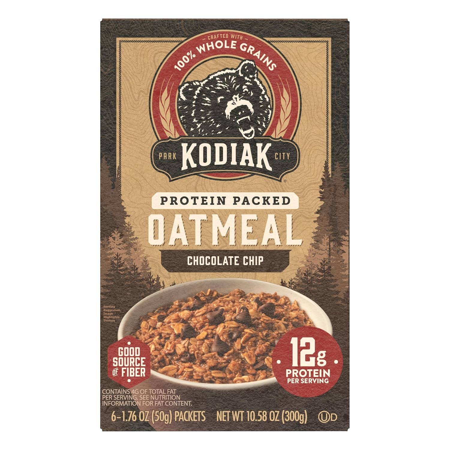 Kodiak Instant Oatmeal Packets, Chocolate Chip, High Protein (36 Packets Total)