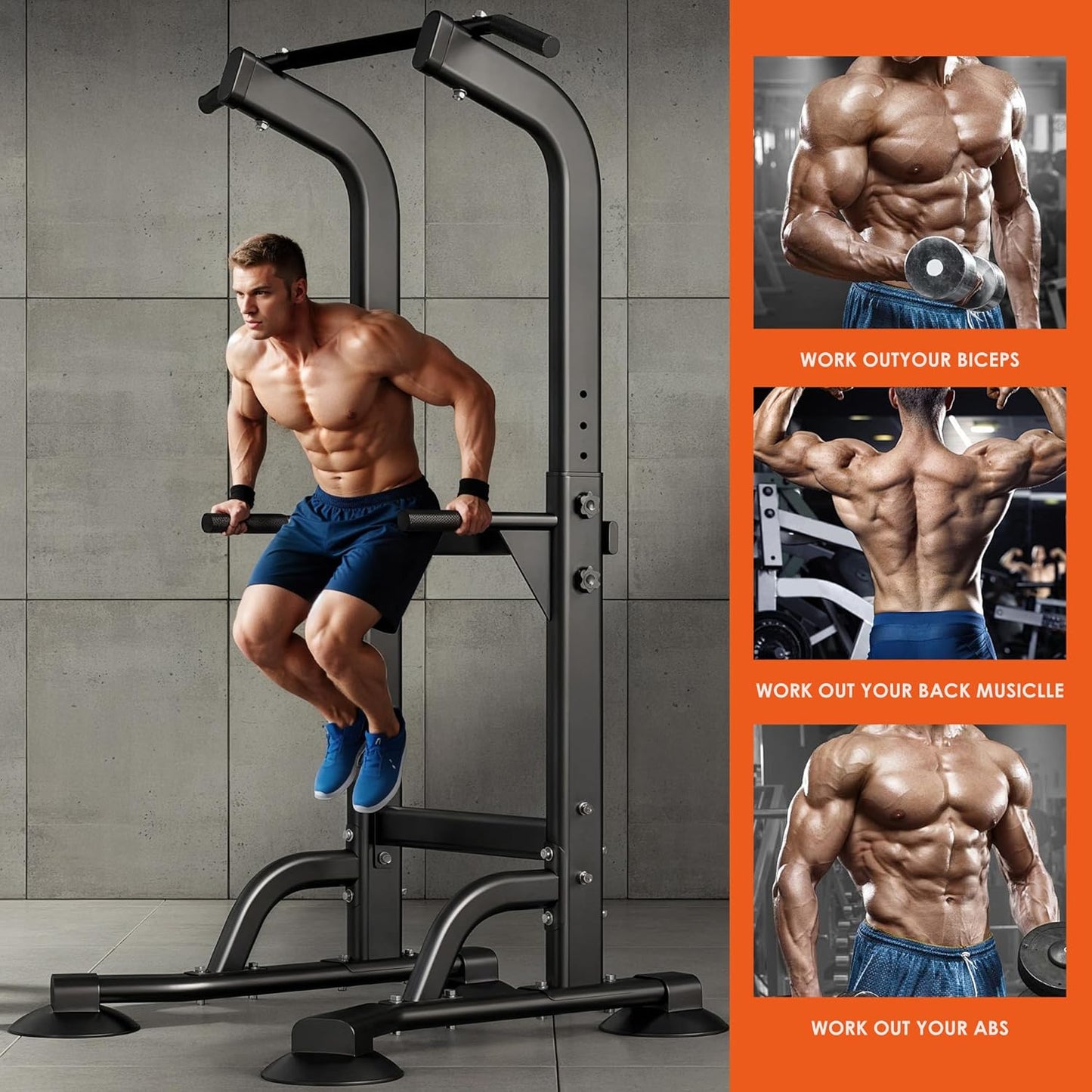 Power Tower Dip Station Pull up Bar for Home Gym
