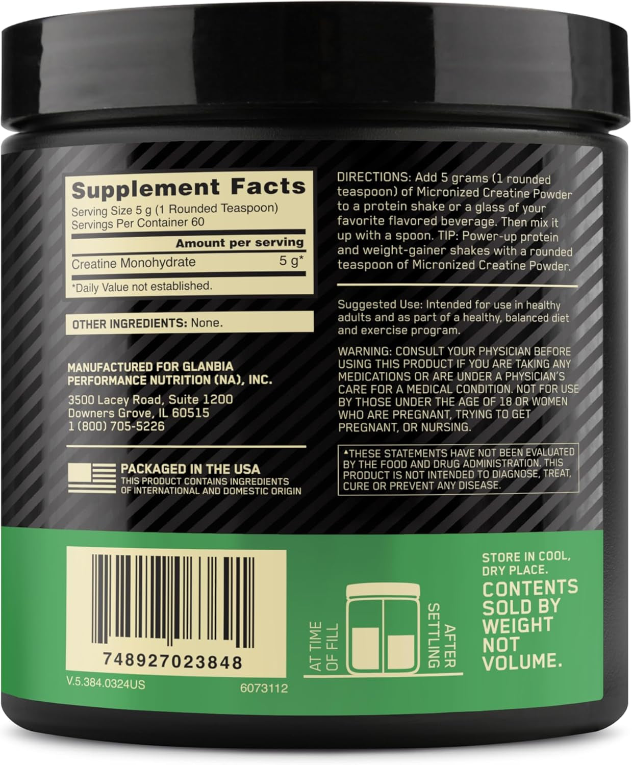 Optimum Nutrition Micronized Creatine Monohydrate Powder