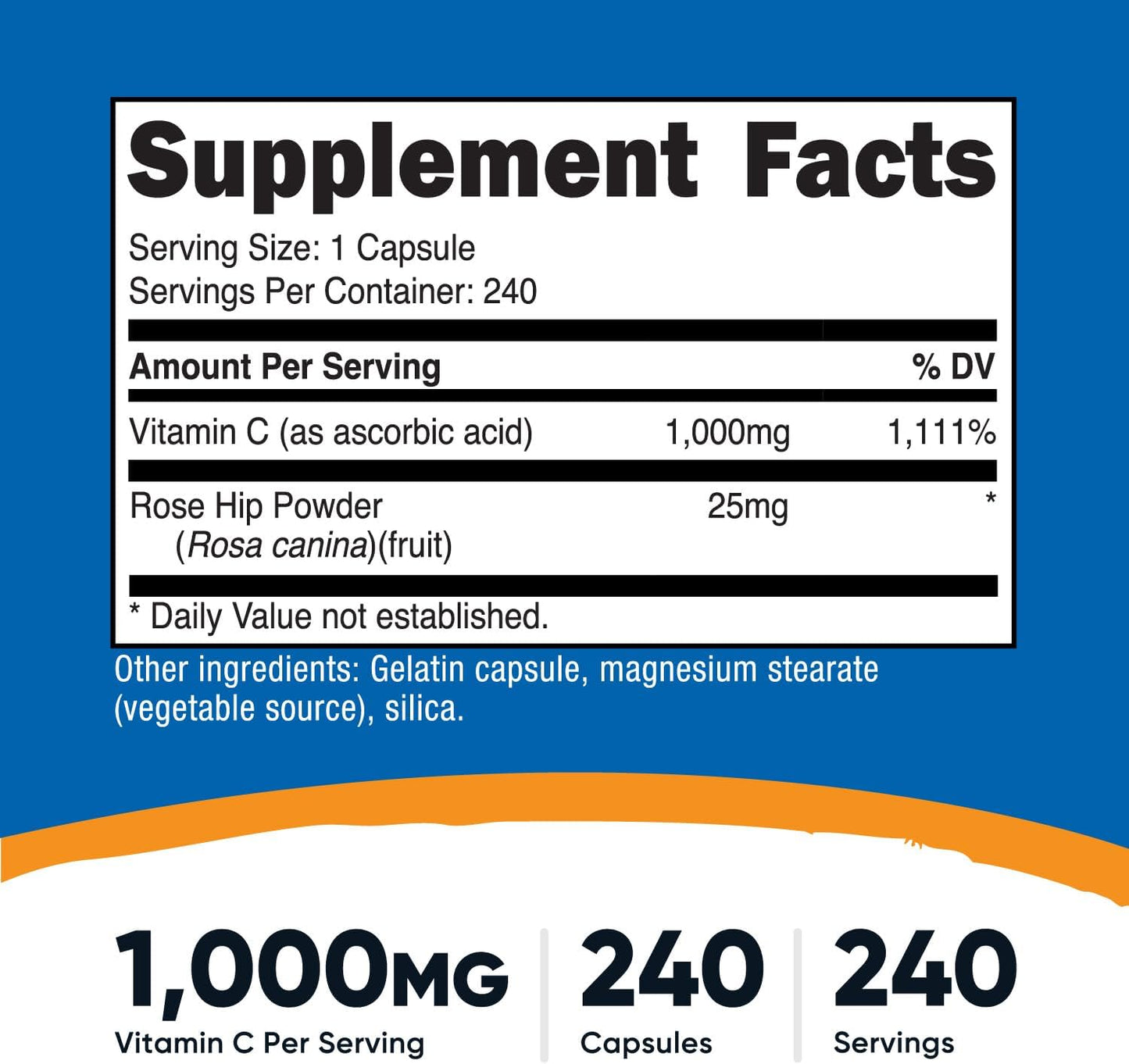 Nutricost Vitamin C with Rose Hips 1025mg