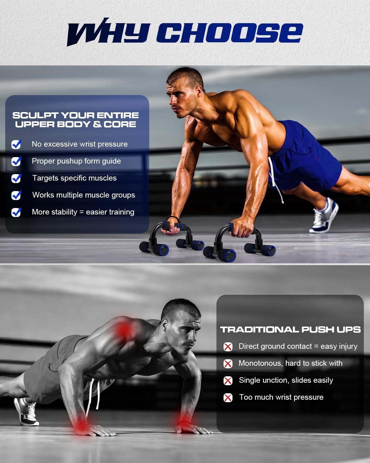 Ergonomic Push up Bars (2 Pack)