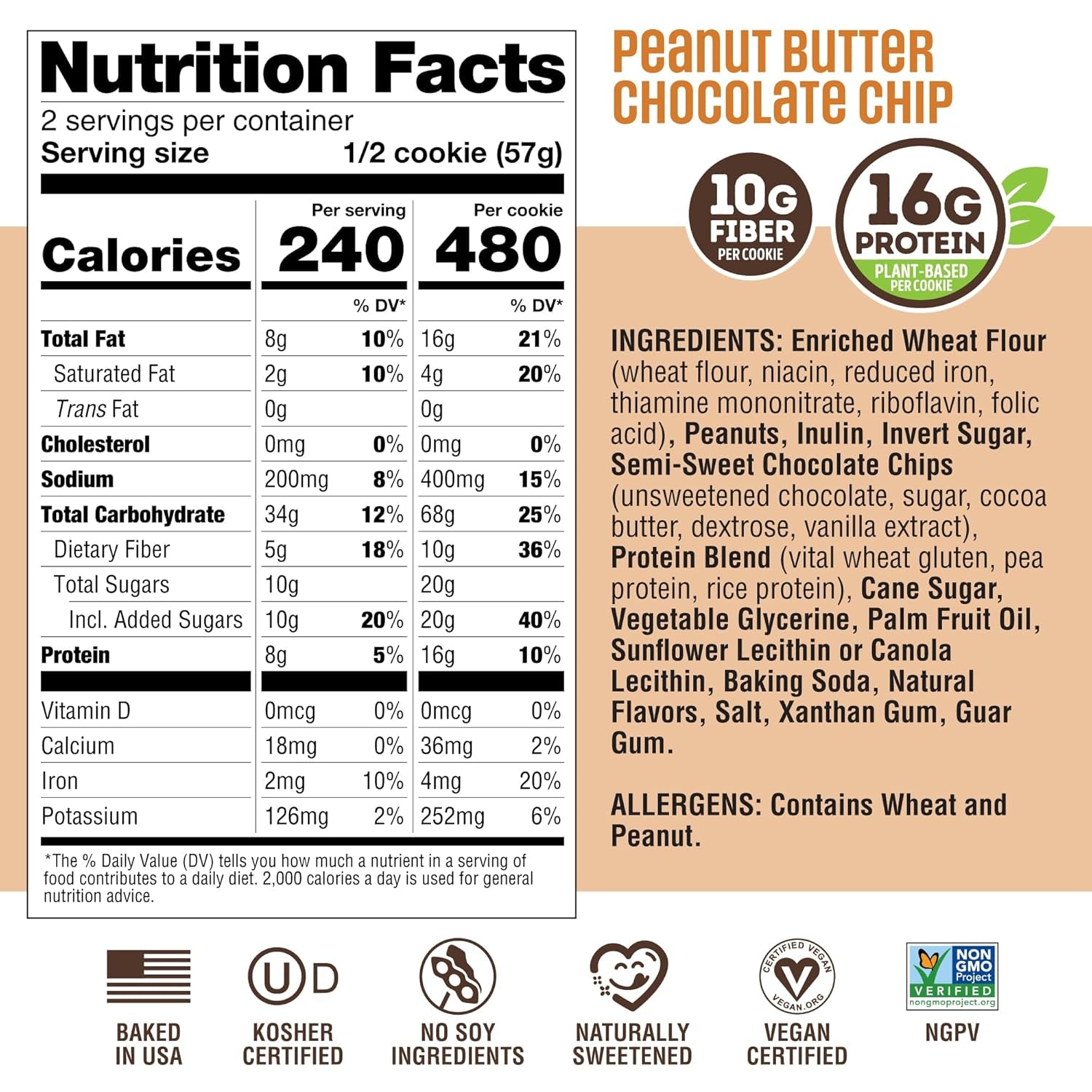 Lenny & Larry's Protein Cookie, Peanut Butter Chocolate Chip – Pack of 12