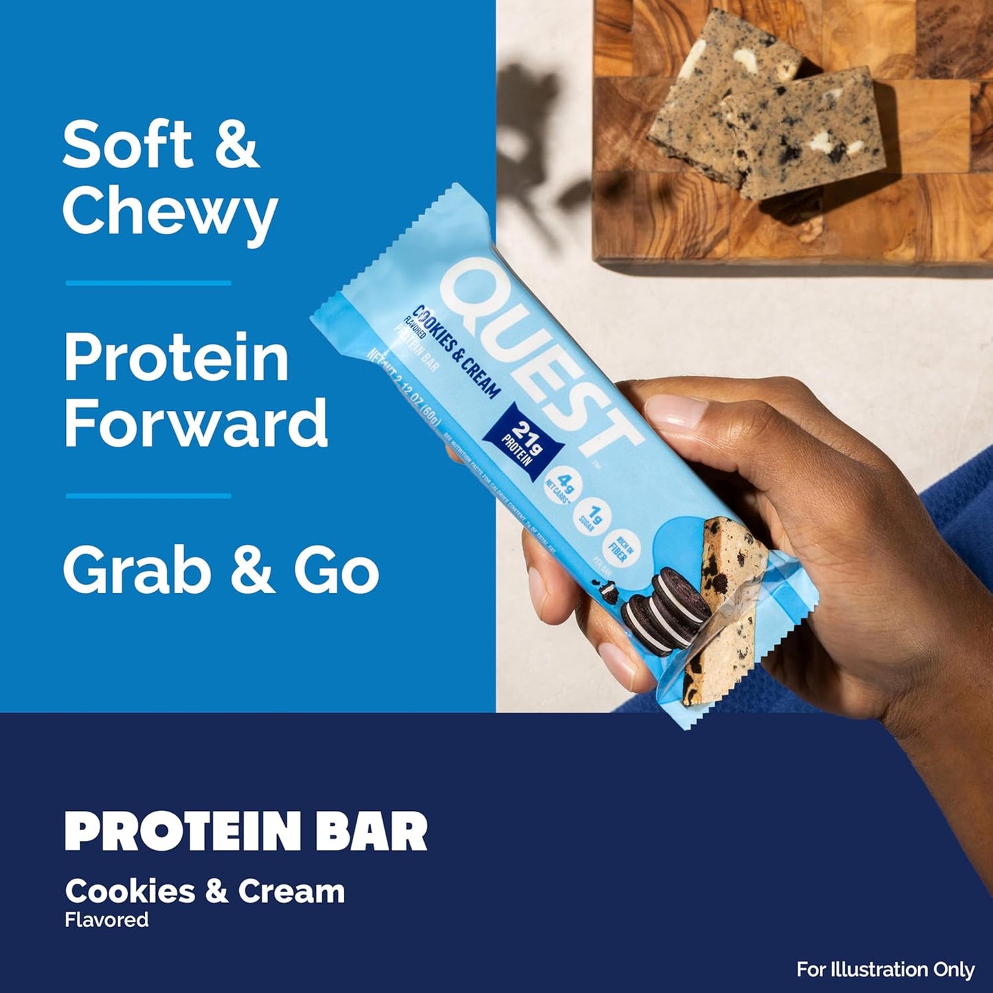Quest Nutrition Cookies & Cream Protein Bars, 21G Protein, 12 Count