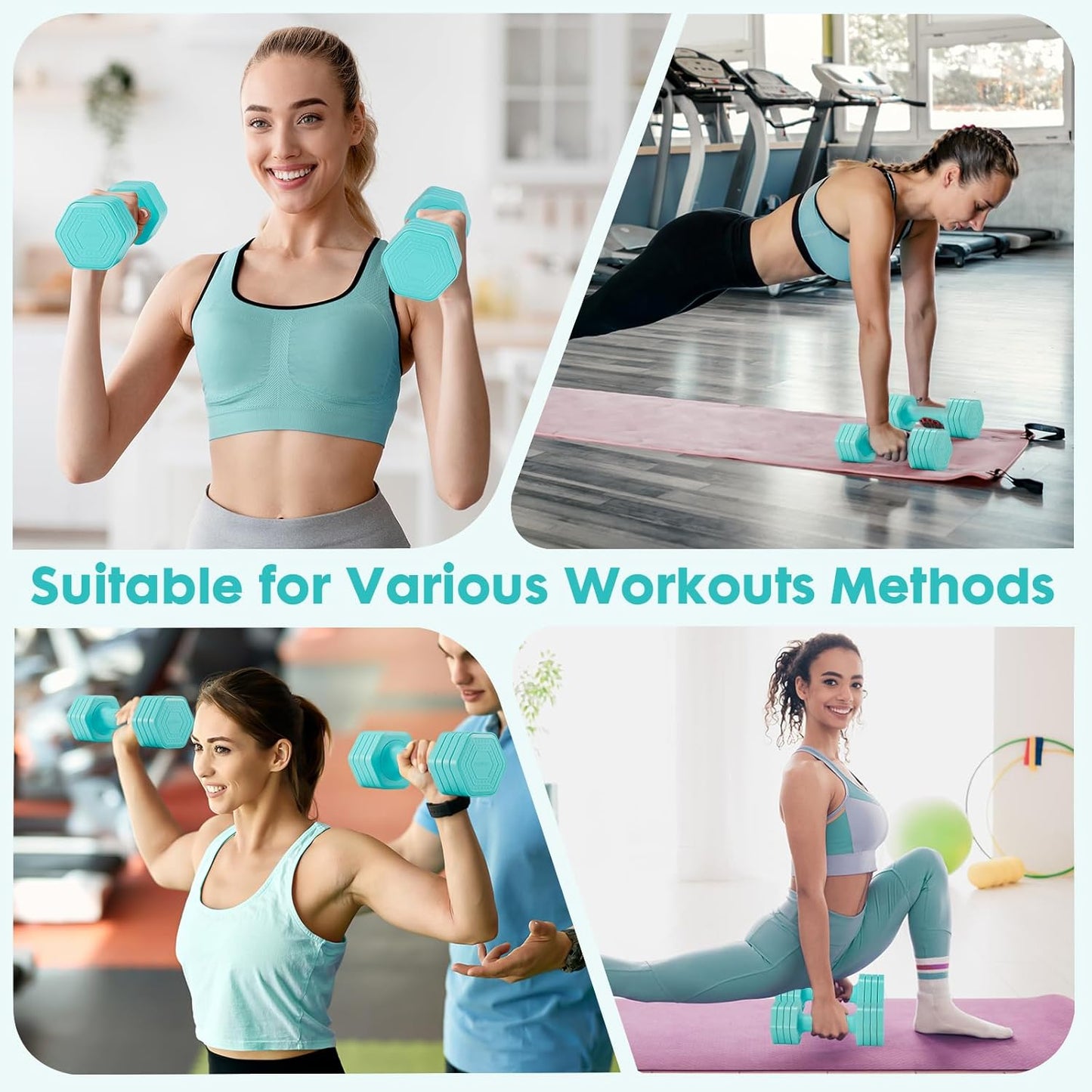 Adjustable Dumbbell Set, 4 in 1 Free Weights Dumbbells Set