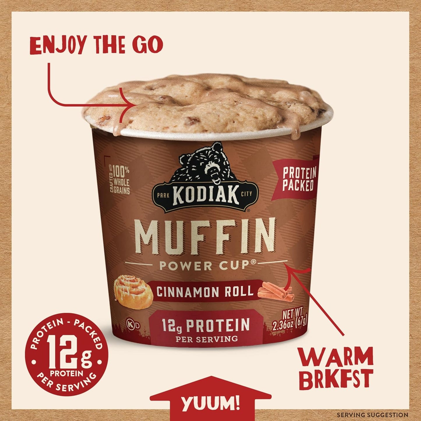 Kodiak Cakes Minute Muffins, Cinnamon Roll (Pack of 12)