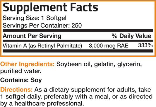 Bronson Vitamin A 10,000 IU Premium Non-GMO Formula