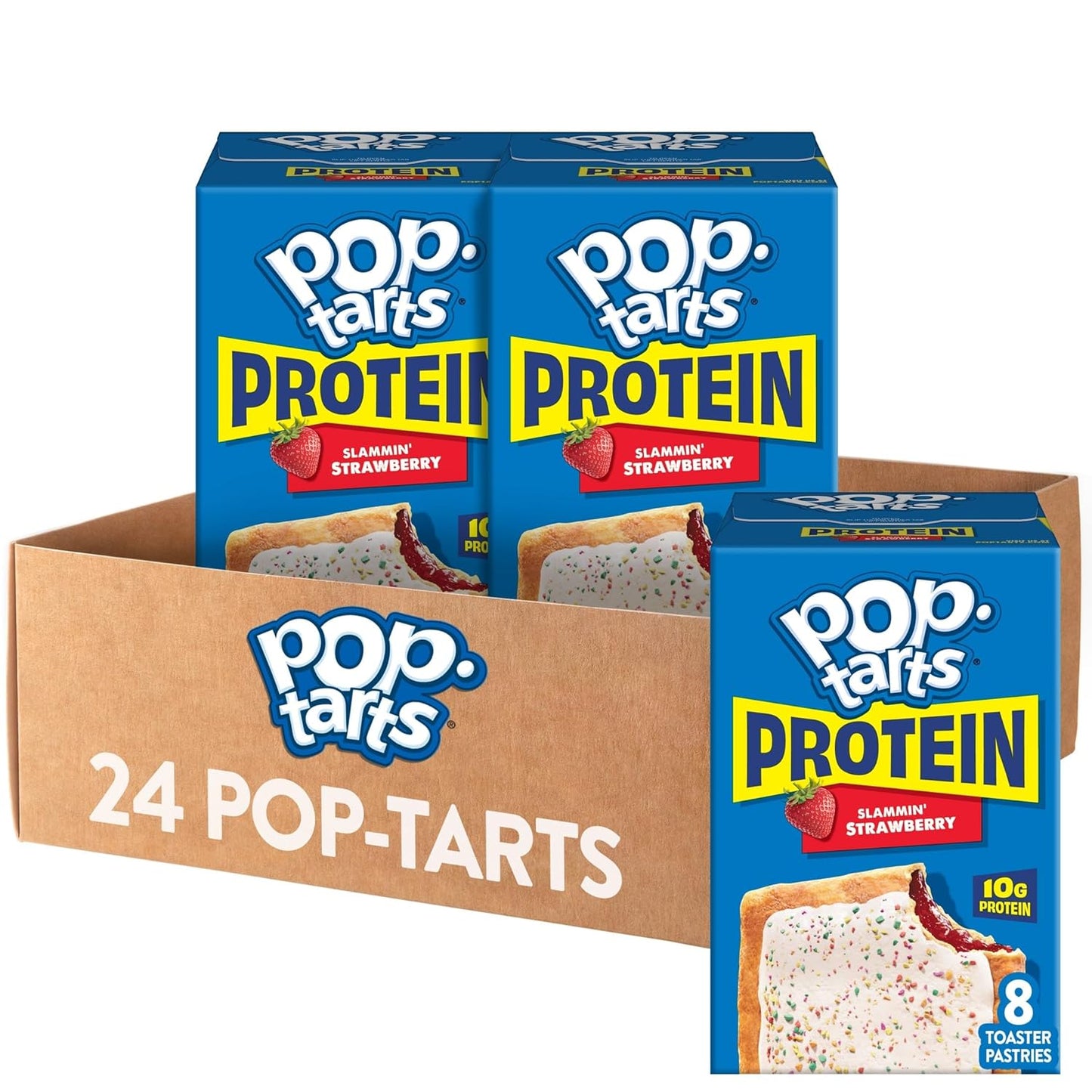 Pop-Tarts Protein Toaster Pastries, 10G Protein, Slammin' Strawberry (24 Pop-Tarts)