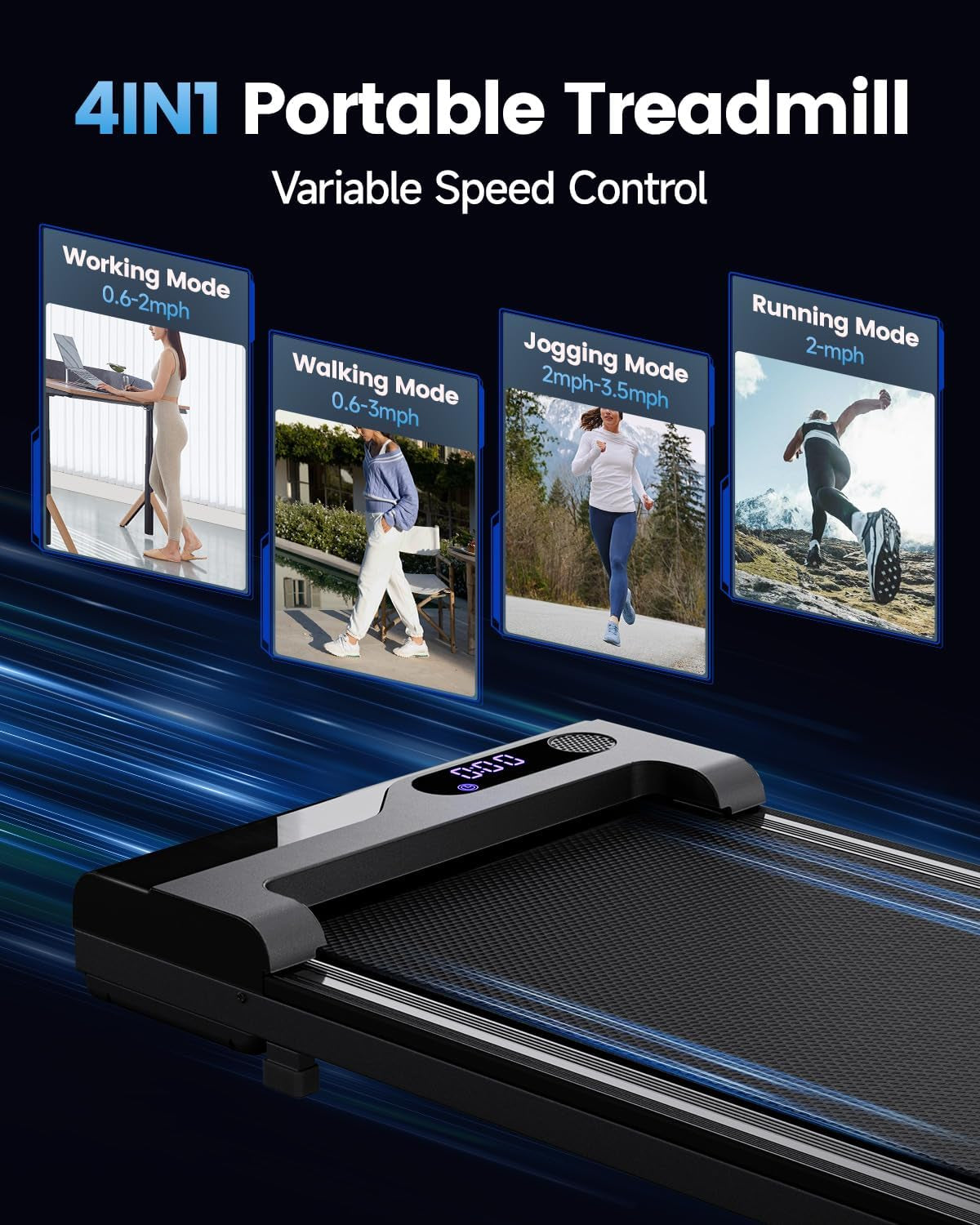 Walking Pad Treadmill for Home - Walking and Running Machine with Remote Quiet Lightweight