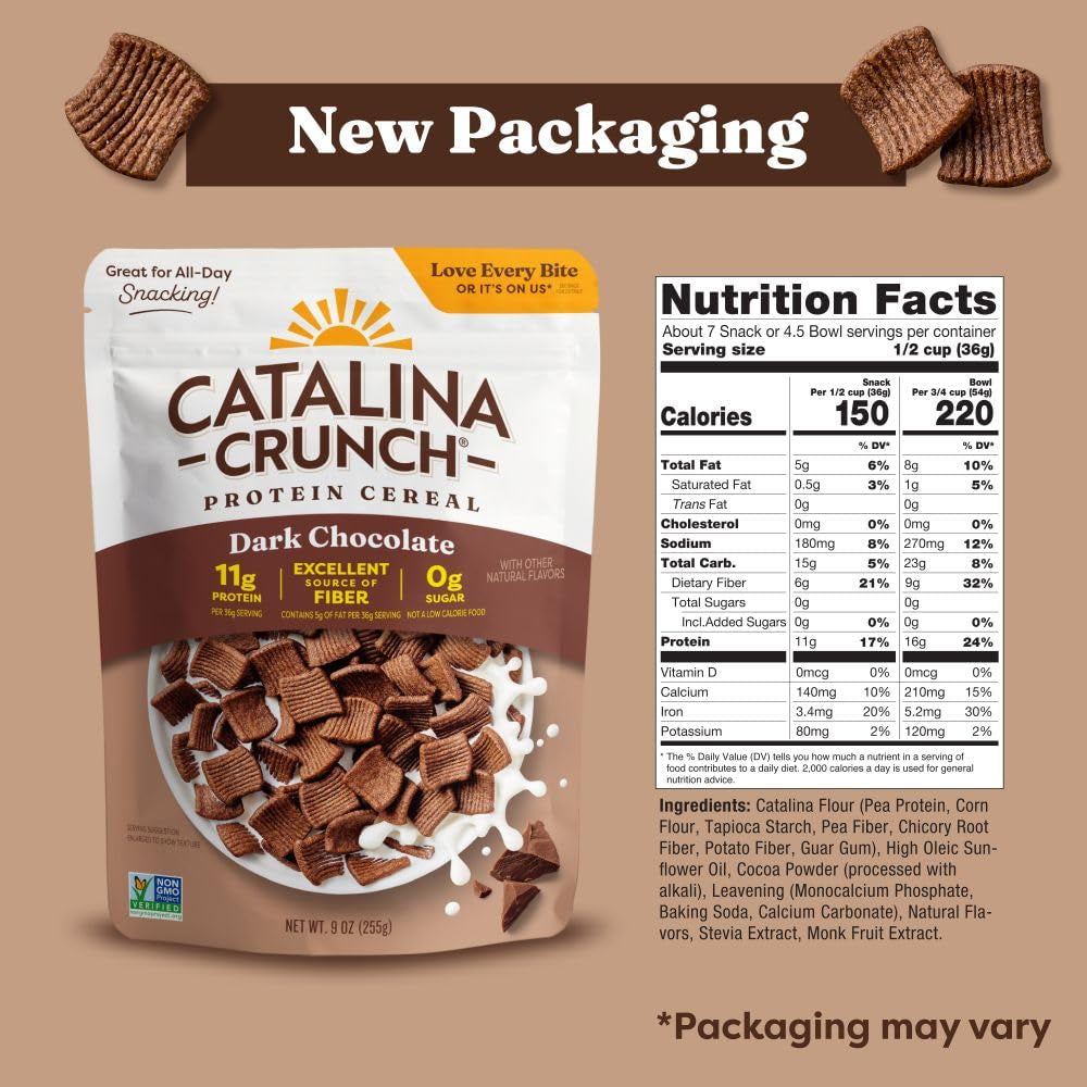 Catalina Crunch Protein Cereal - Dark Chocolate - 9 oz. Bag (Pack of 1)