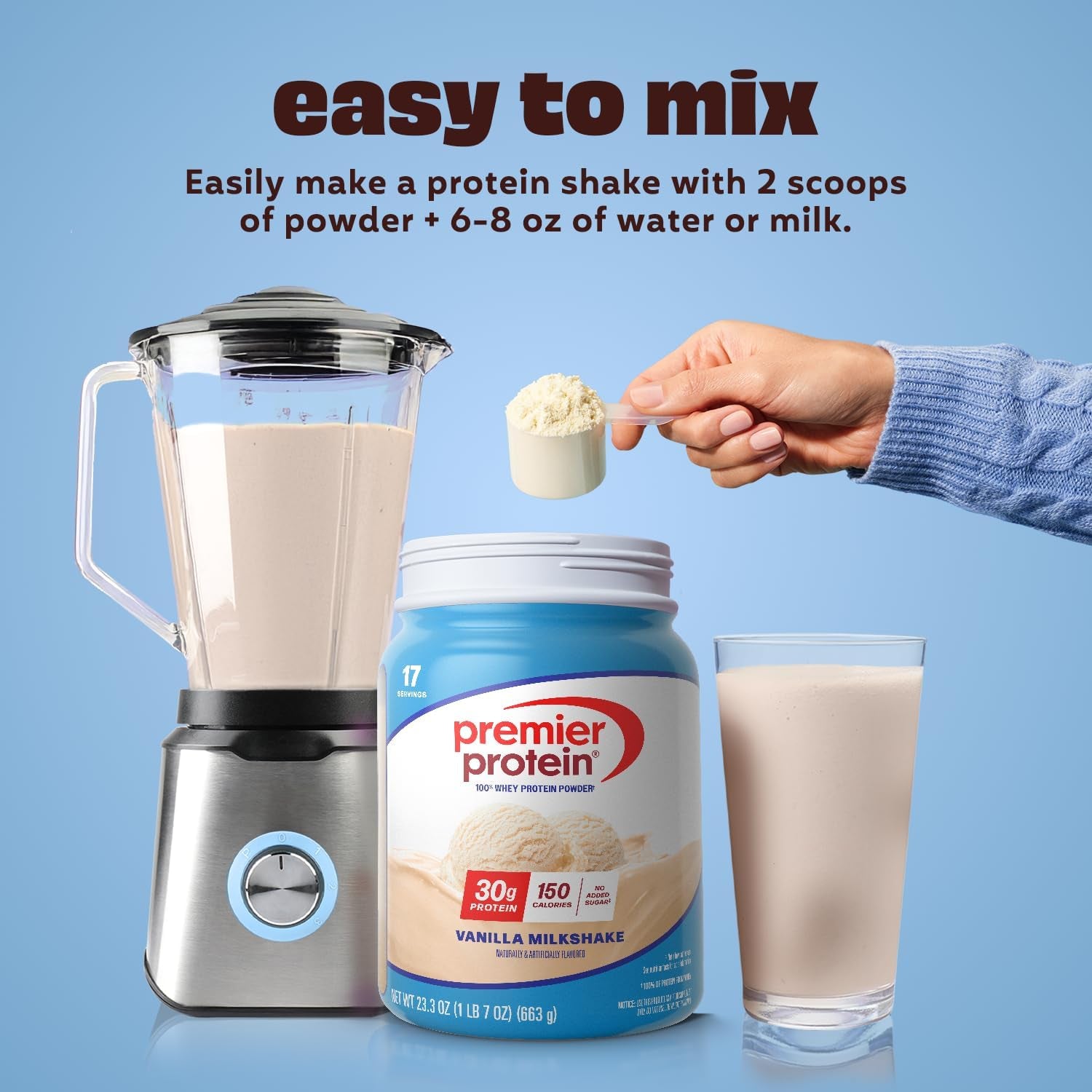 Premier Protein Powder, 30G Protein, 1G Sugar, 100% Whey Protein, 23.3 Oz (17 Servings)
