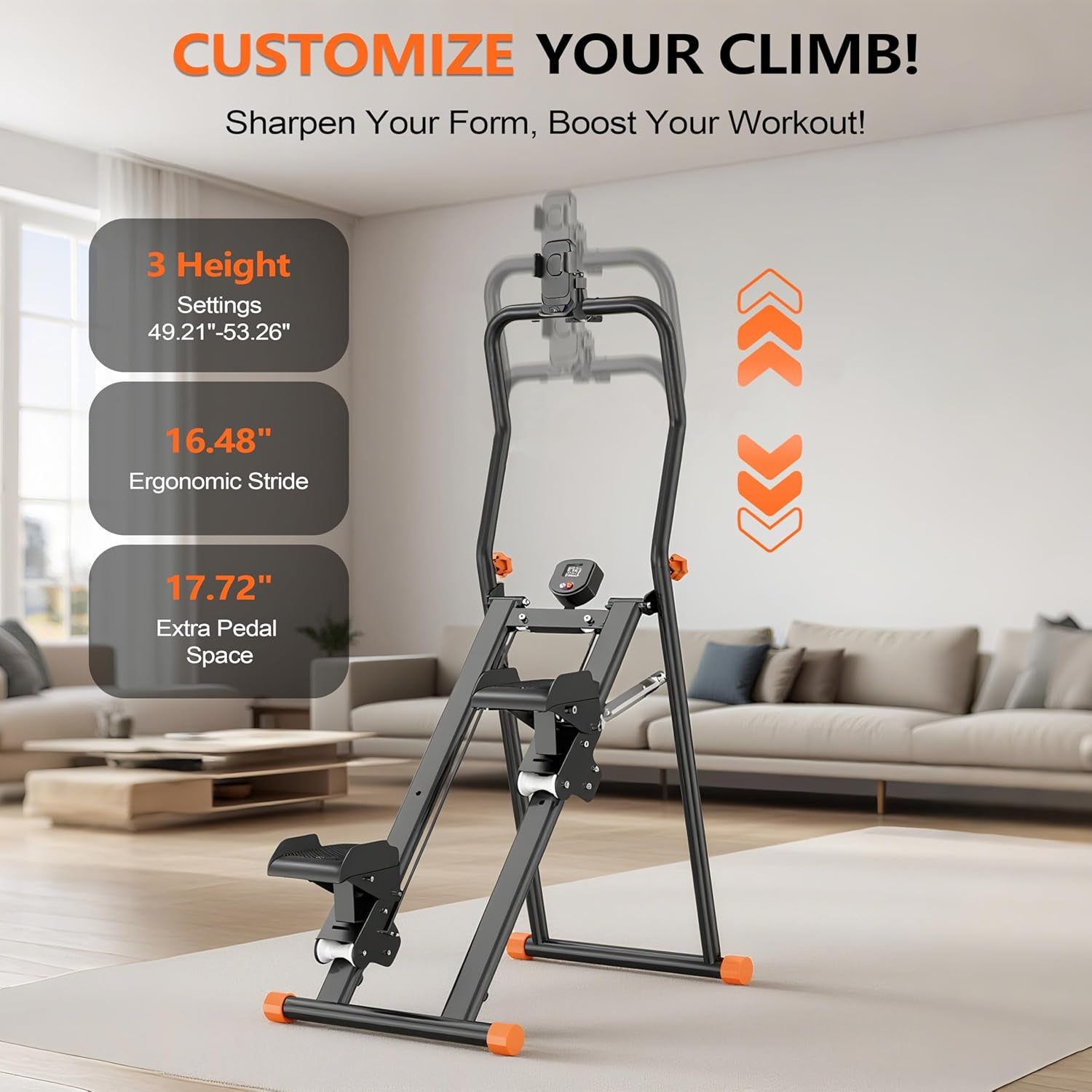 2.0 Stair Climber Machine with 3-Level Adjustable Resistance