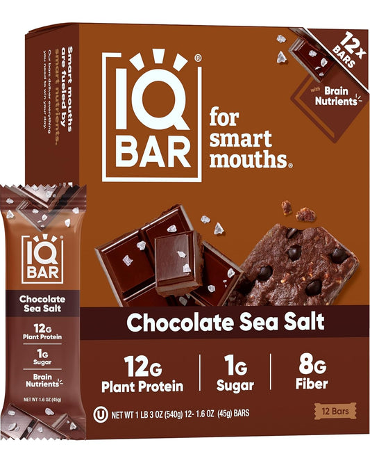 IQBAR Clean Plant Protein Bars - Chocolate Sea Salt - 12 Count