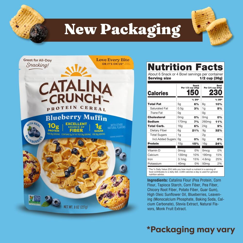 Catalina Crunch Protein Cereal - Blueberry Muffin - 8 oz. Bag (Pack of 1)