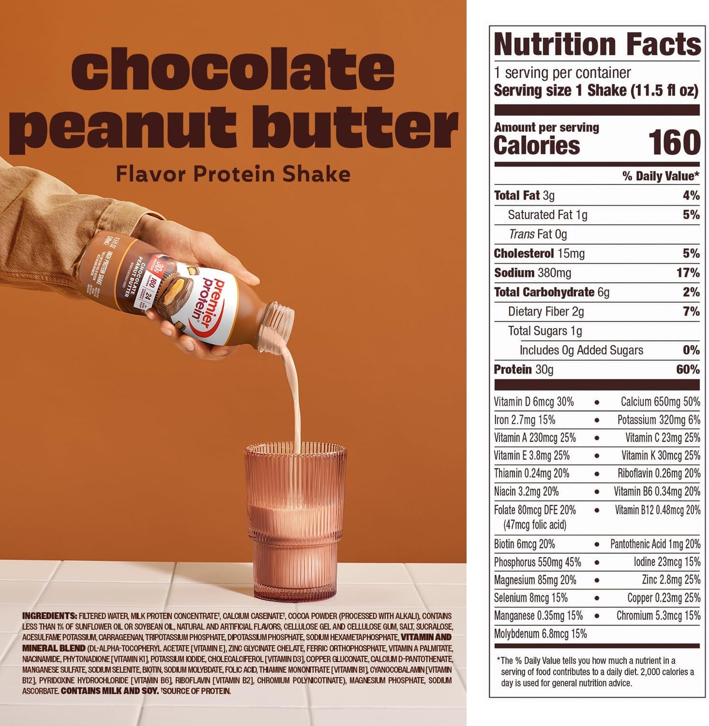Premier Protein Shake, Chocolate Peanut Butter, 30G Protein, 11.5 Fl oz, 12 Pack