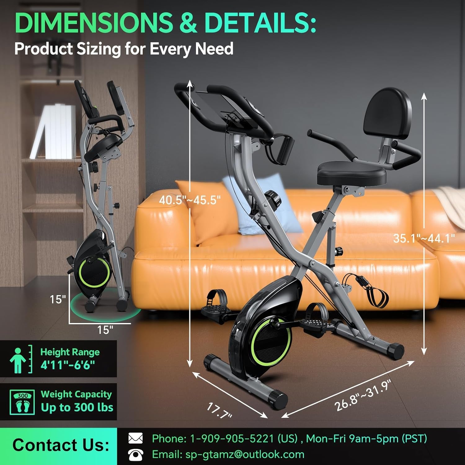 USLIM Foldable Exercise Bike Stationary Bikes for Home