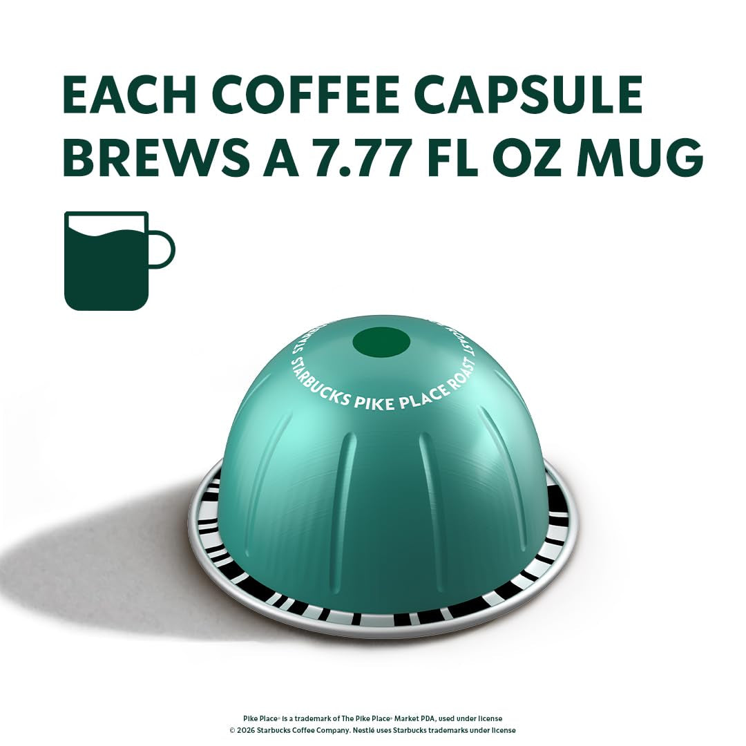Starbucks by Nespresso Vertuo, Pike Place, Medium Roast Coffee, Brews 7.8 oz.