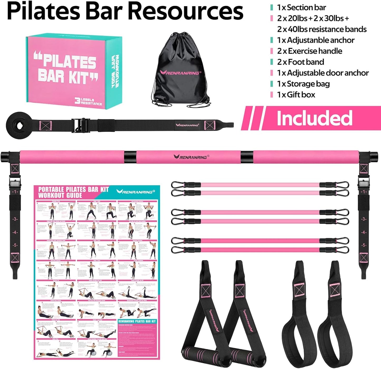 Pilates Bar Kit with Resistance Bands