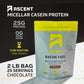 Casein Protein Powder - 25G Micellar Casein Powder with Zero Artificial Flavors & Sweeteners, Gluten-Free, No Added Sugar, 4.9G BCAA, 2.2G Leucine - Chocolate, 2 Pounds