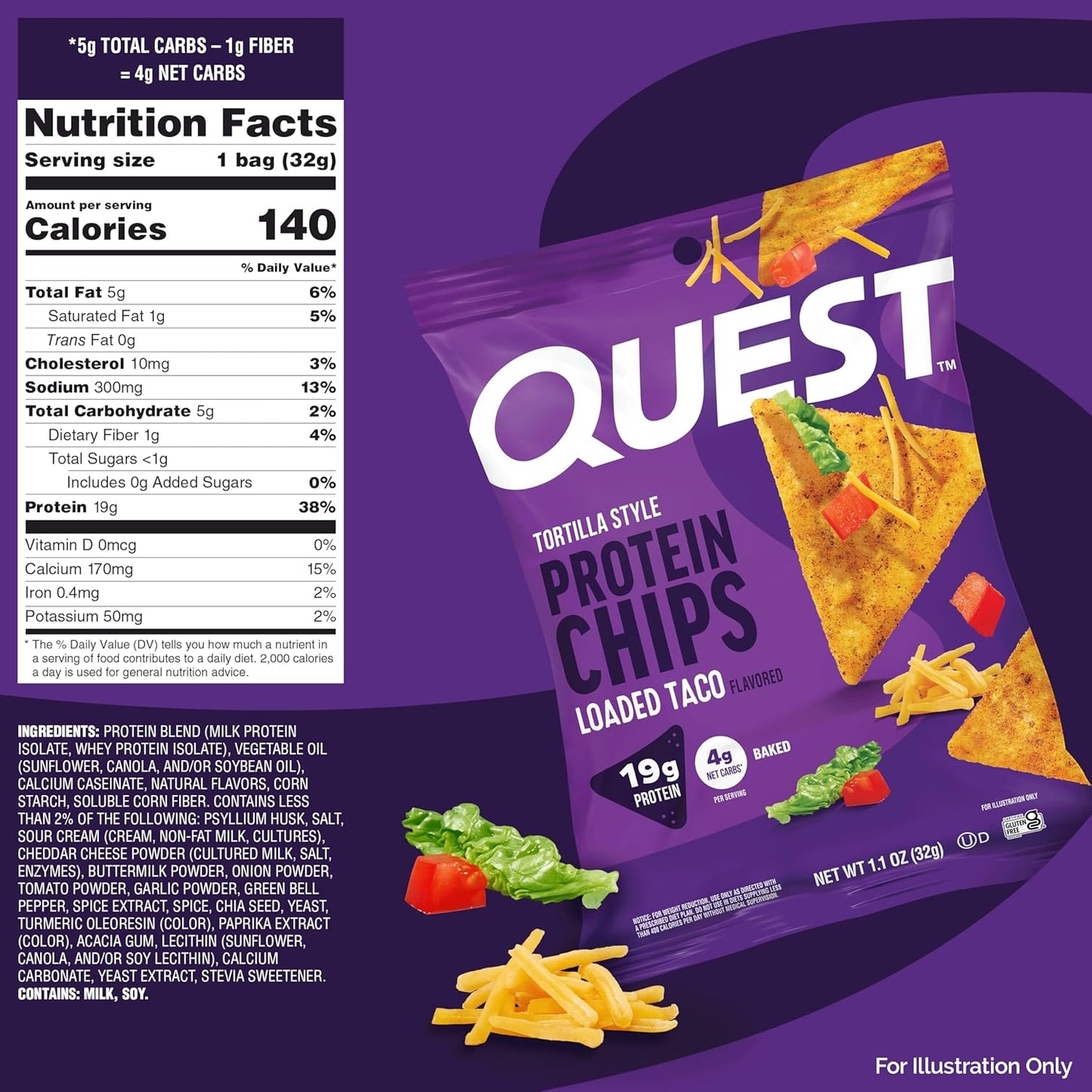 Nutrition Loaded Taco Tortilla Style Protein Chips (Pack of 12)