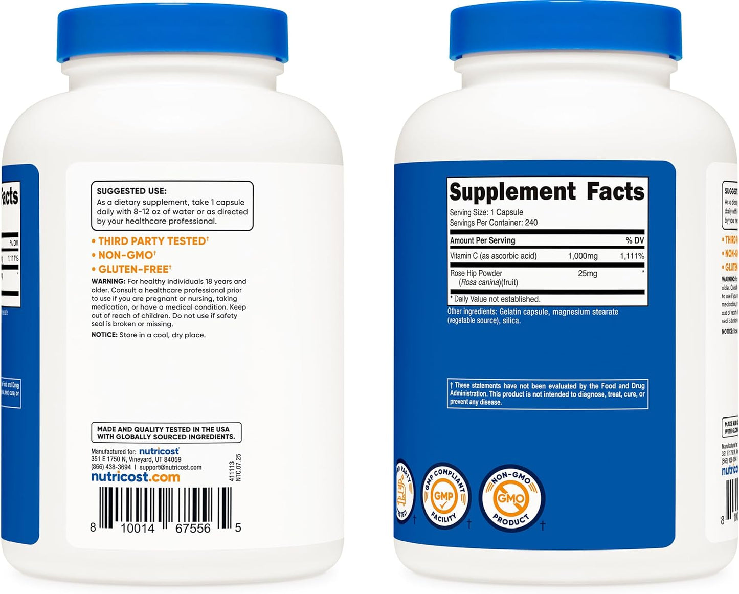 Nutricost Vitamin C with Rose Hips 1025mg
