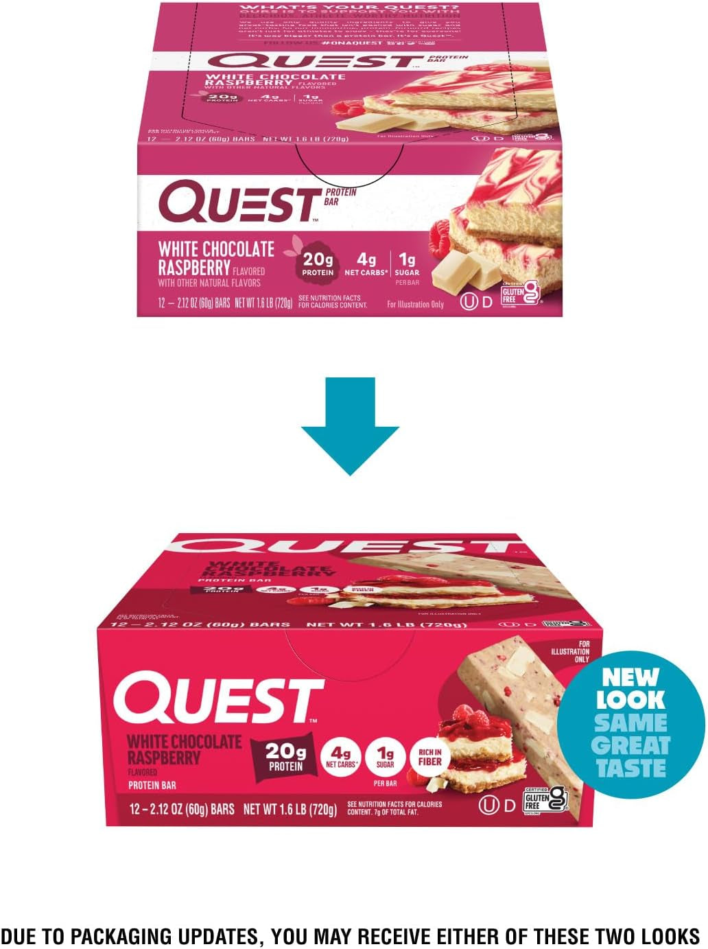 Quest Nutrition White Chocolate Raspberry Protein Bars, 20G Protein, 12 Count