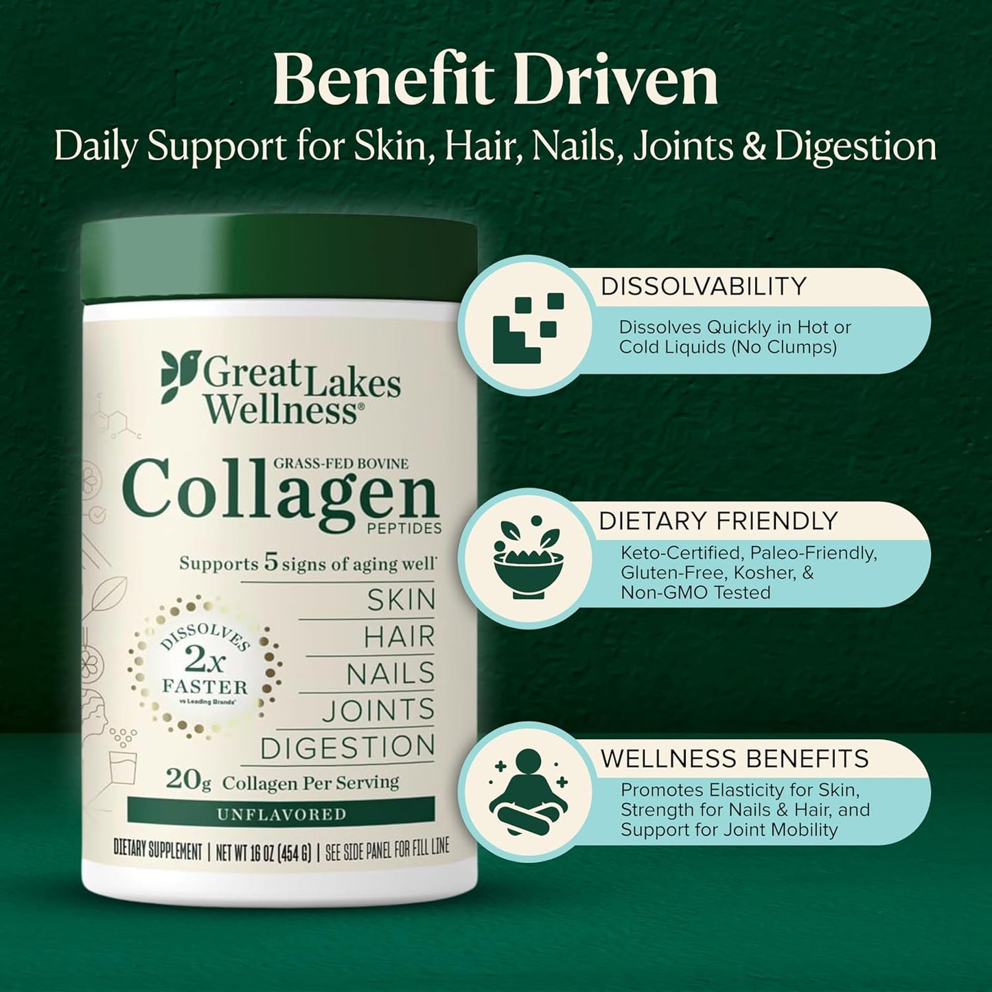 Great Lakes Wellness Collagen Peptides Powder