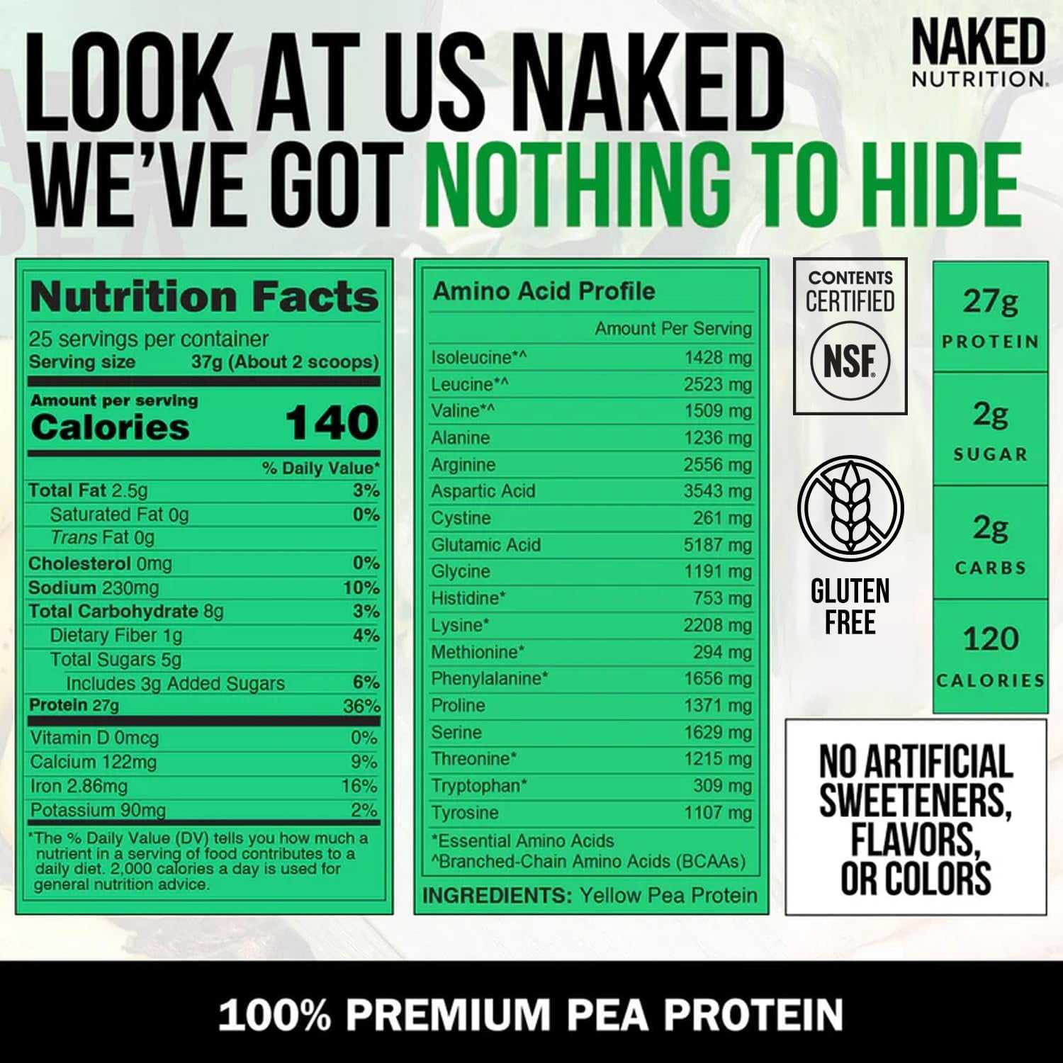 NAKED Pea - 2LB 100% Pea Protein Powder from North American Farms
