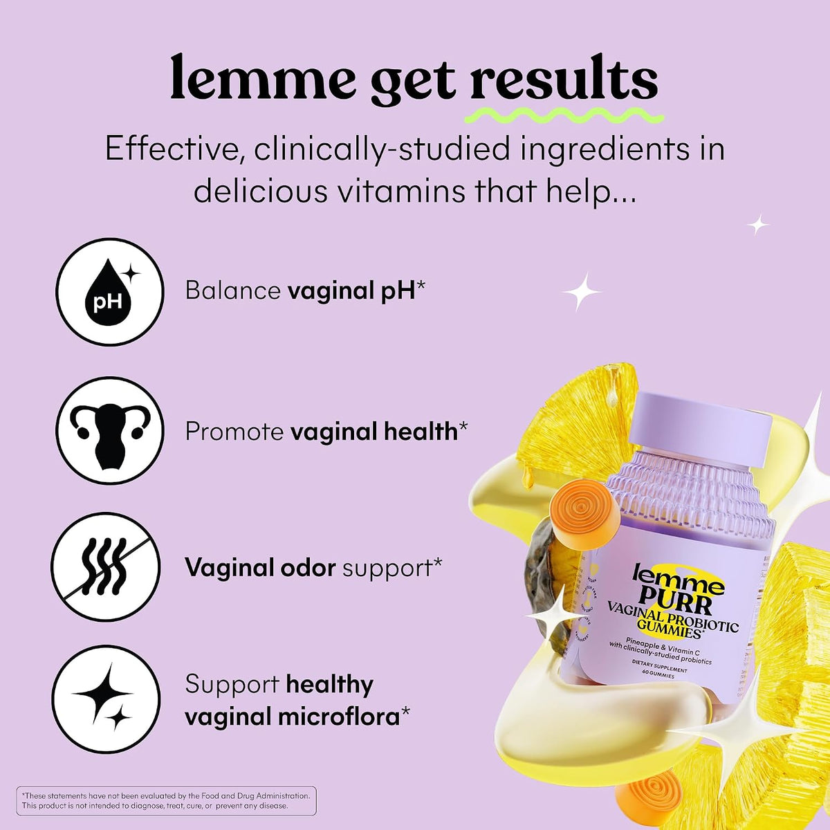 Lemme Purr Vaginal Probiotic Gummies for Women, 30-Day Supply