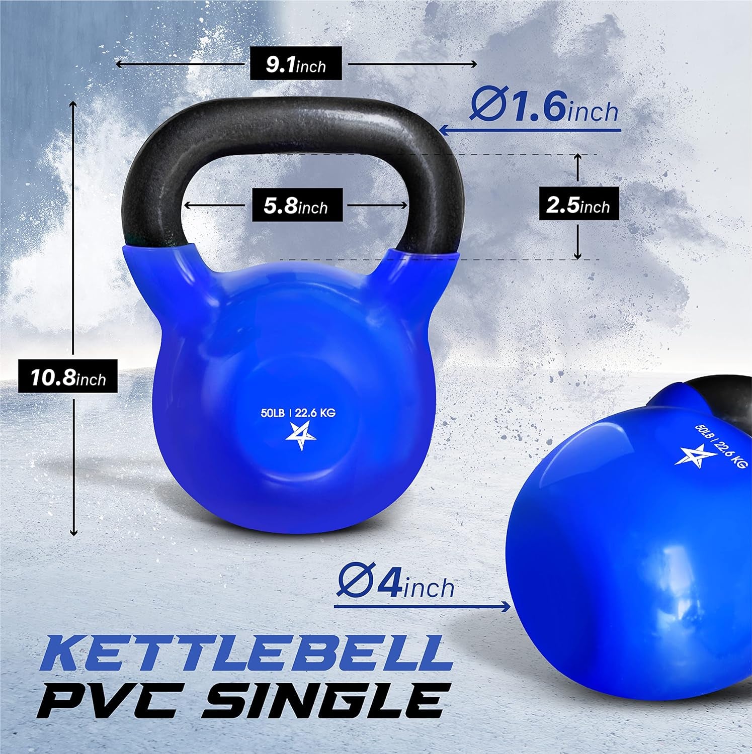 50 Pound Vinyl Coated Cast Iron Kettlebell