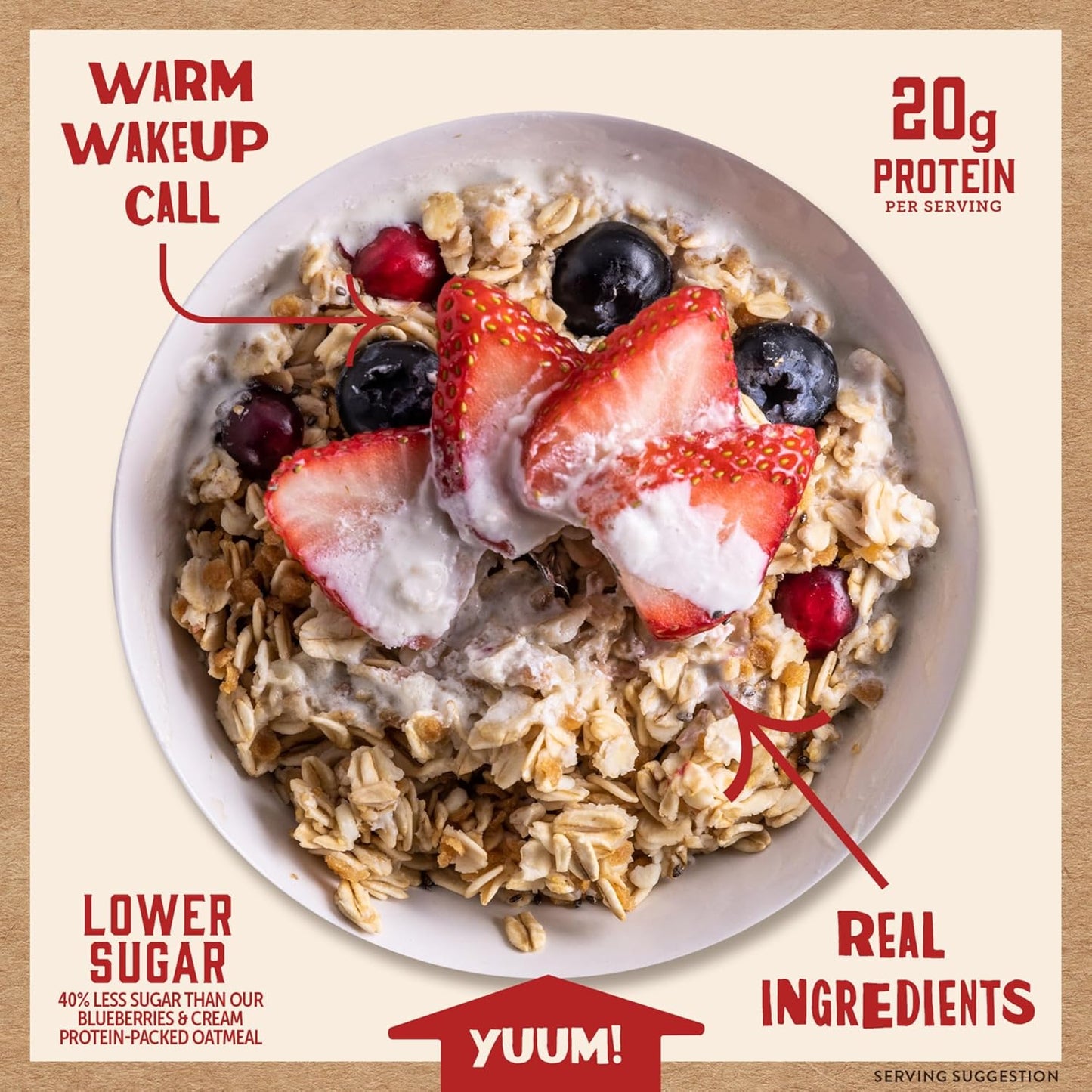 Kodiak Peak Instant Oatmeal Packets, Berries & Cream, High Protein (Total of 24 Packets)