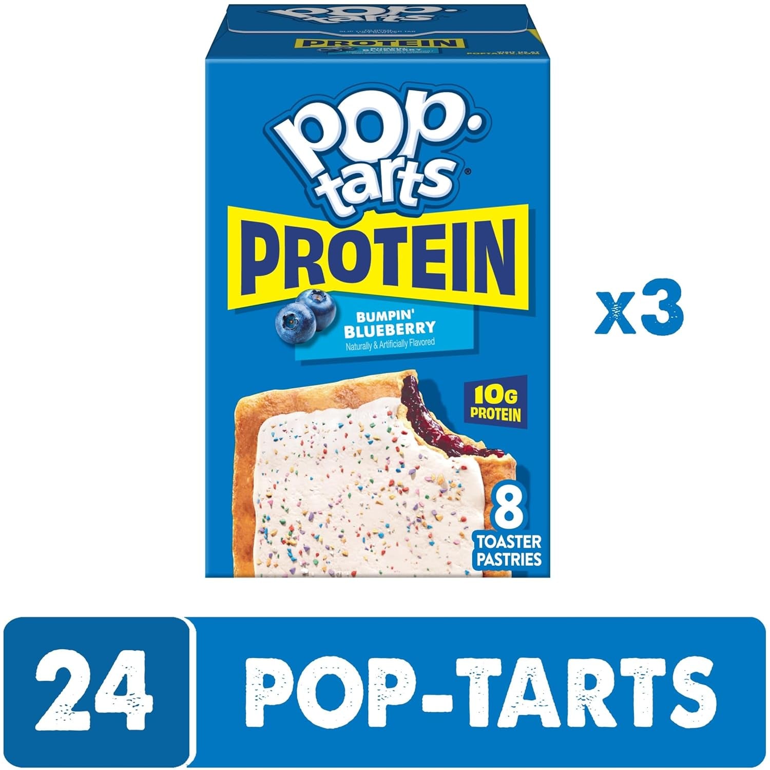 Pop-Tarts Protein Toaster Pastries, 10G Protein, Bumpin' Blueberry (24 Pop-Tarts)