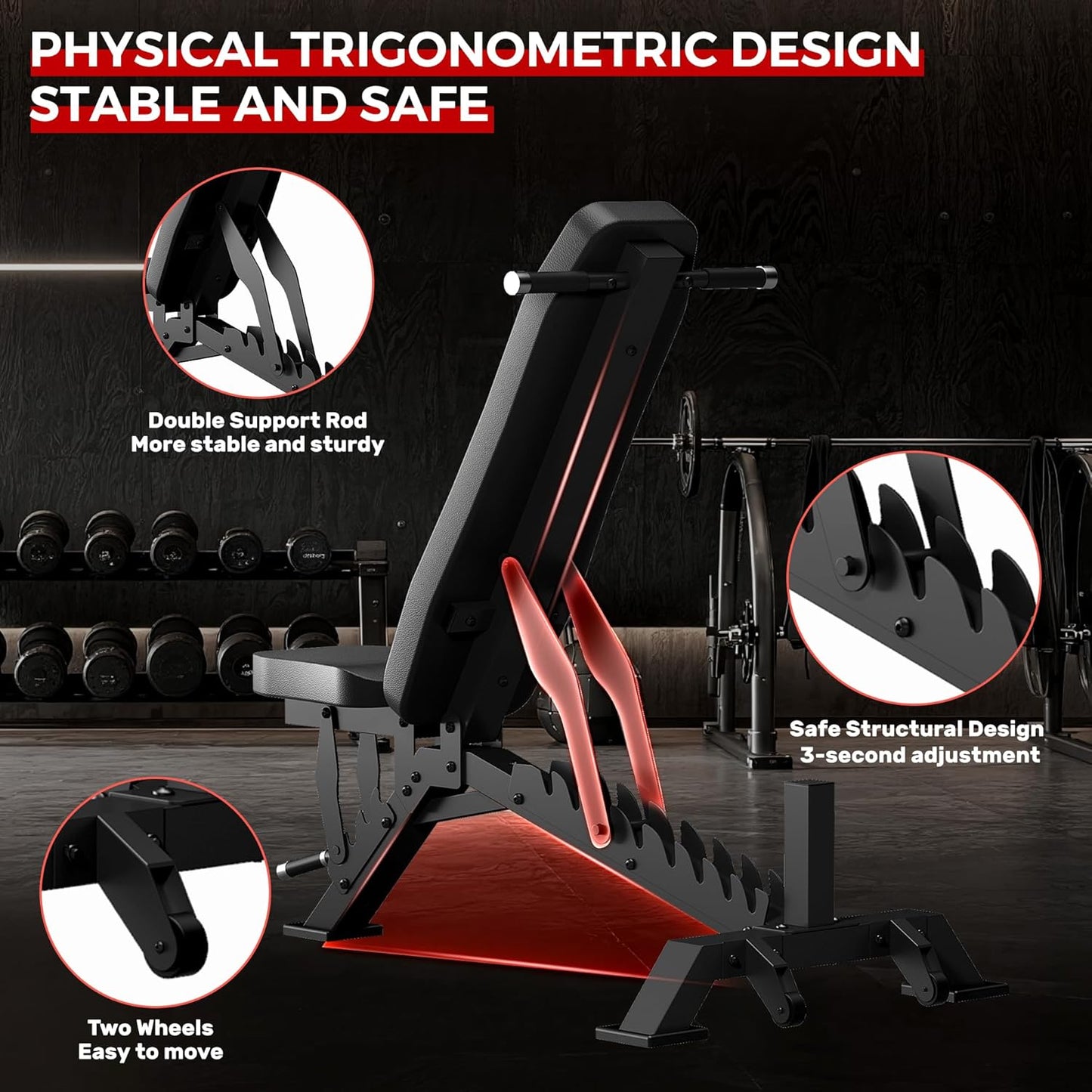 STACOO Adjustable Workout Bench for Home Gym