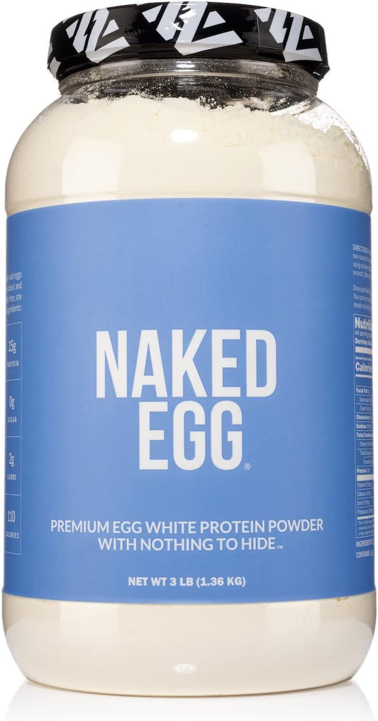 Naked 3LB Non-GMO Egg White Protein Supplement Powder – 25G Protein, 44 Servings, 3 Pounds