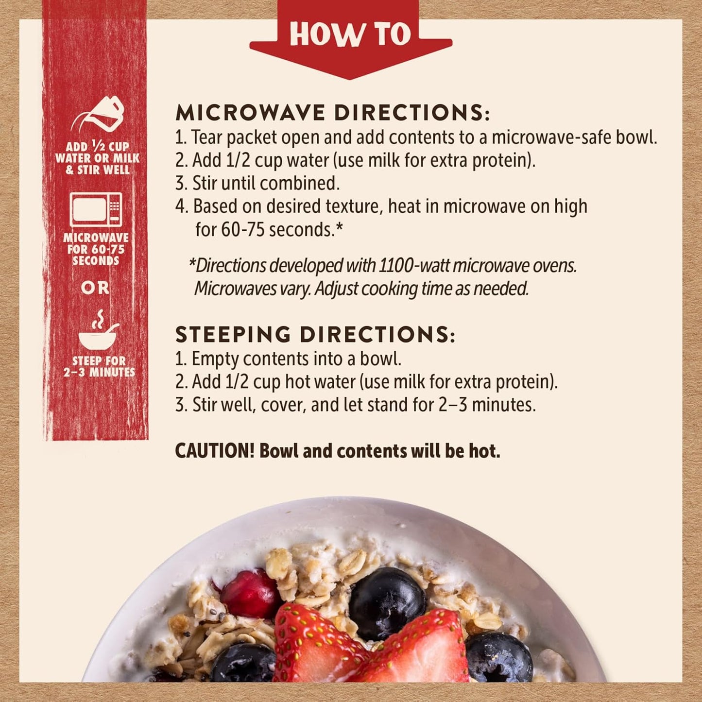 Kodiak Peak Instant Oatmeal Packets, Berries & Cream, High Protein (Total of 24 Packets)