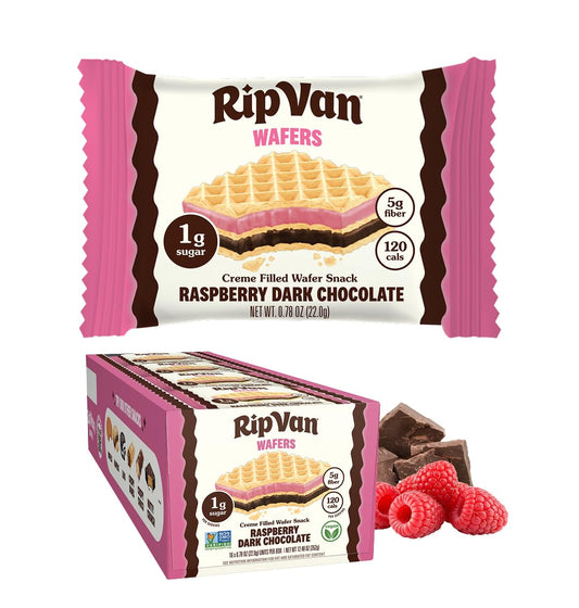 Rip Van Raspberry & Dark Chocolate Wafer Cookies - Non GMO Keto Cookies - 16 Count