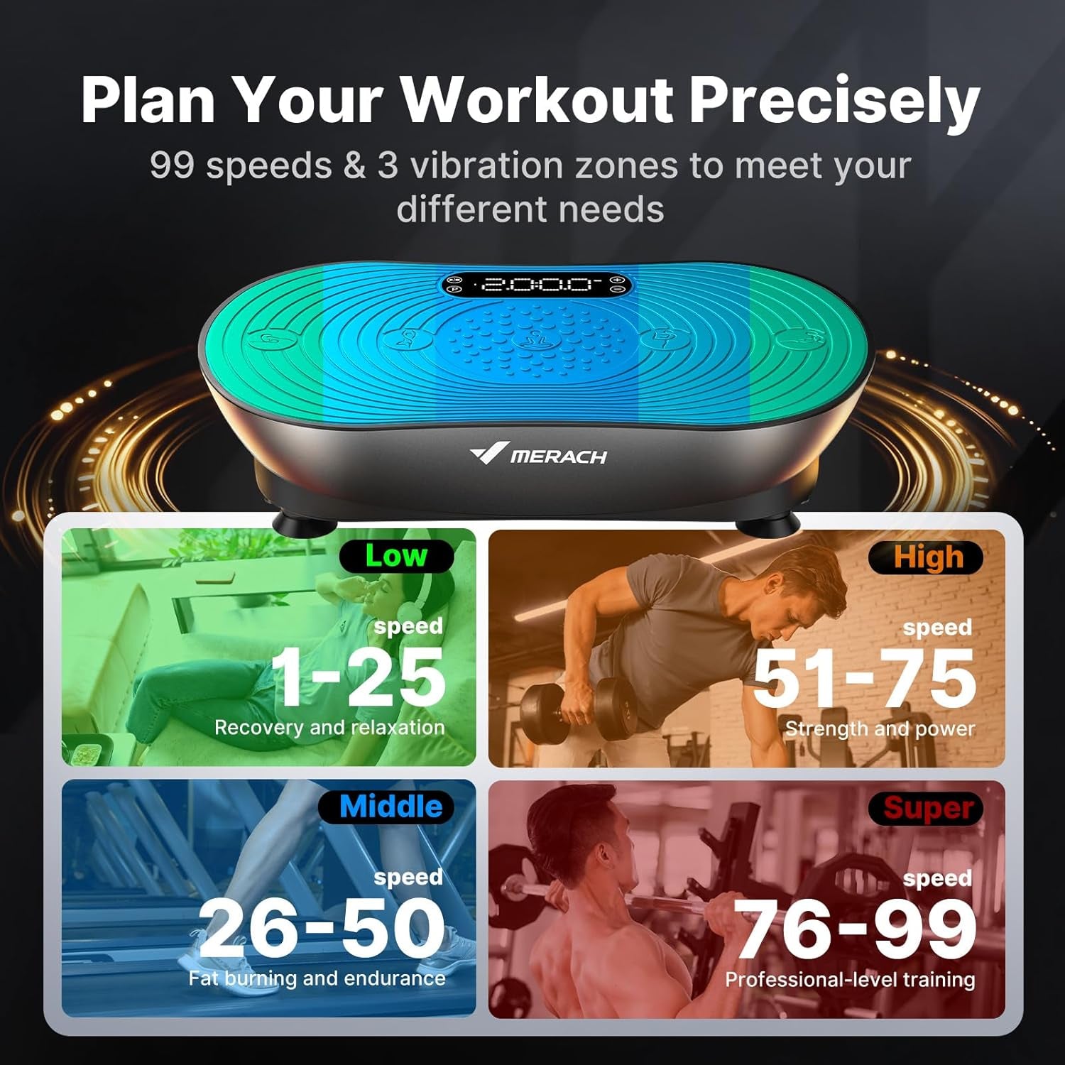 MERACH Vibration Plate Exercise Machine with LED Touch Screen