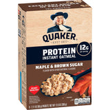 Quaker Protein Instant Oatmeal, Maple Brown Sugar, 12G Protein per Serving (6 Pack)