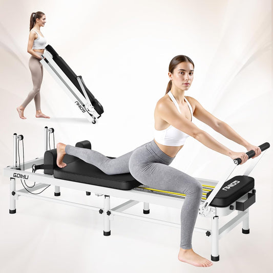 Pilates Reformer, 91’’ Foldable Reformer Pilates Machine with High & Low Mode