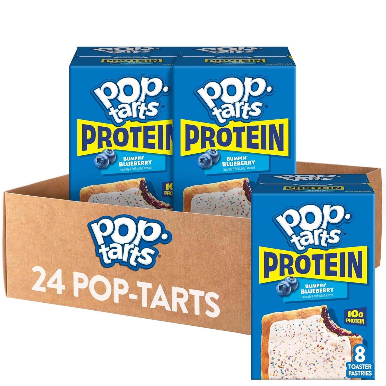 Pop-Tarts Protein Toaster Pastries, 10G Protein, Bumpin' Blueberry (24 Pop-Tarts)