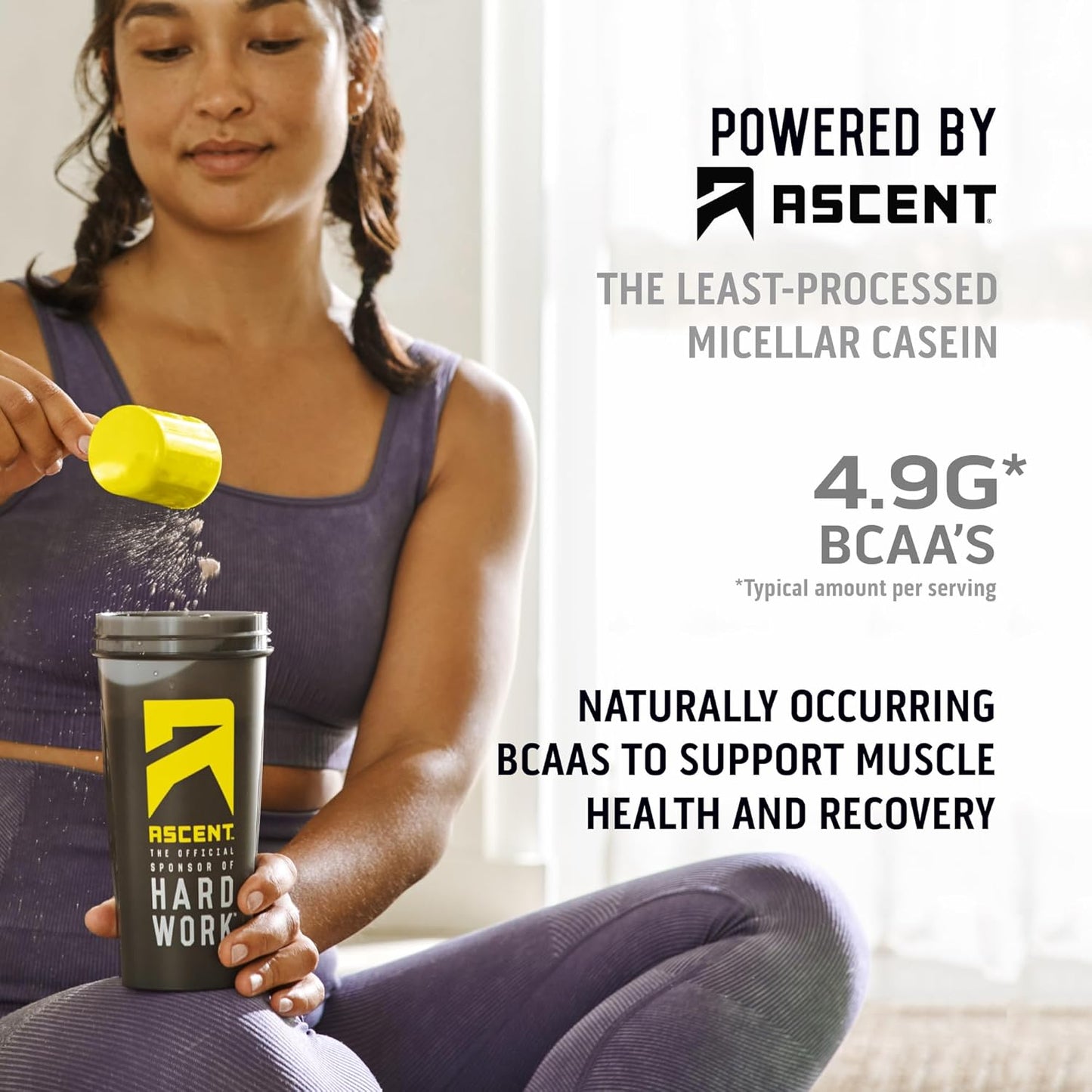 Casein Protein Powder - 25G Micellar Casein Powder with Zero Artificial Flavors & Sweeteners, Gluten-Free, No Added Sugar, 4.9G BCAA, 2.2G Leucine - Chocolate, 2 Pounds
