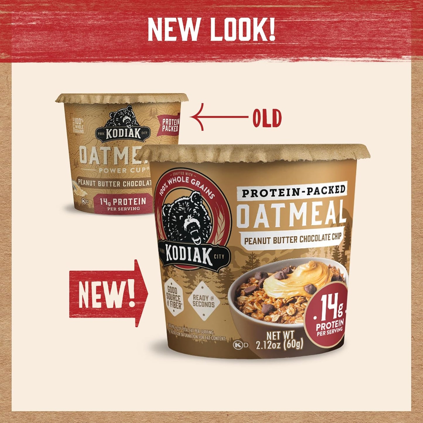 Kodiak Cakes Instant Oatmeal Cups, Peanut Butter Chocolate Chip (12 Cups)